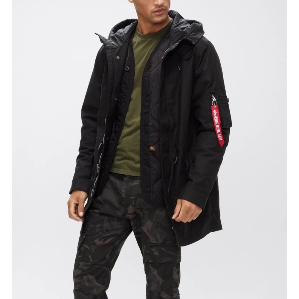 Alpha industries military black parka size S